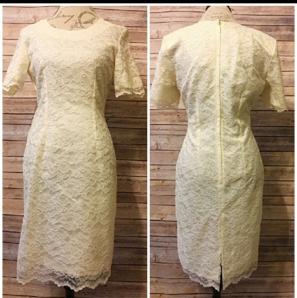 Vintage Ivory Lace Sheath Dress